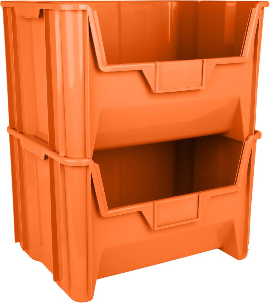 Hudson Exchange 20" x 15" x 12.5" (54 Pack) Plastic Giant Stackable Hopper Bin Container, Orange
