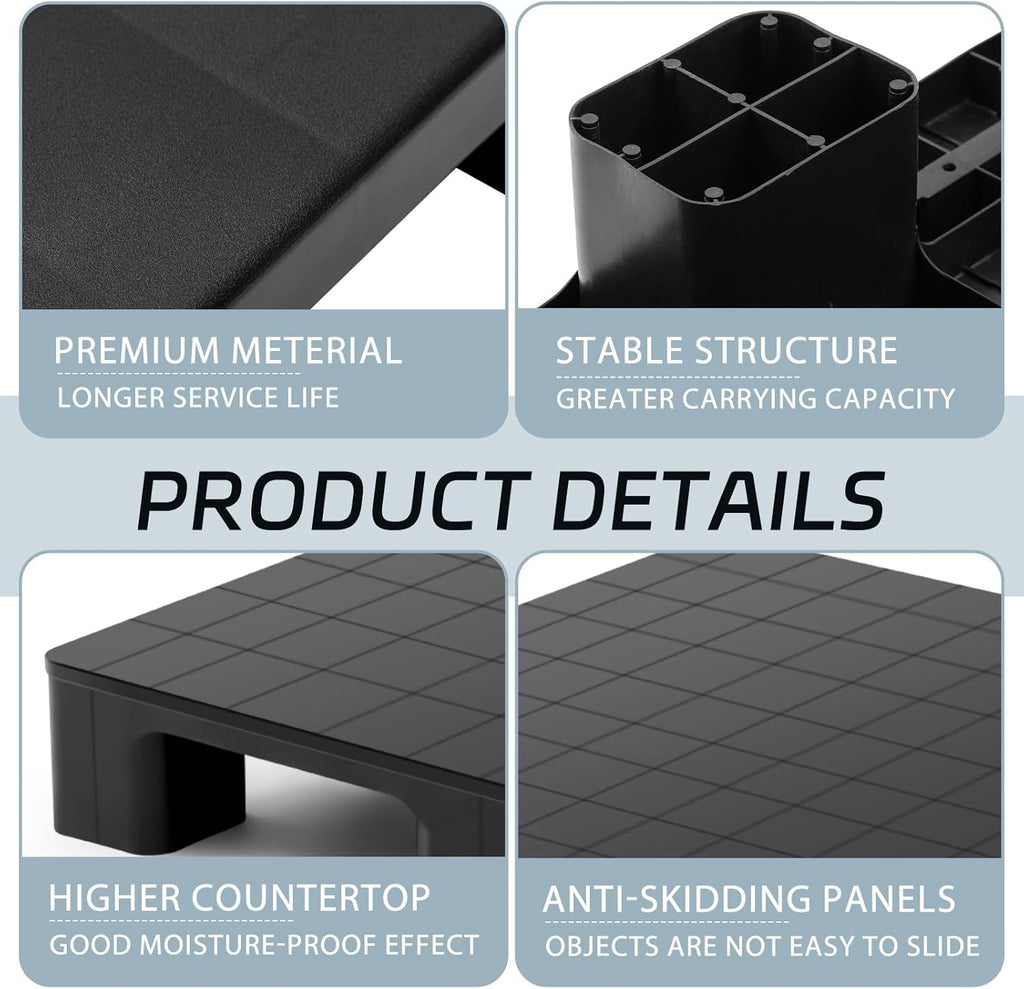 1 Pcs Plastic Pallet for Basement Storage Easy Stack Lightweight Floor Pallet Display Flooring Room Supermarket Christmas, Support up to 2000 Lbs (31.5'' L X 31'' W X 4.7'' H,Black)