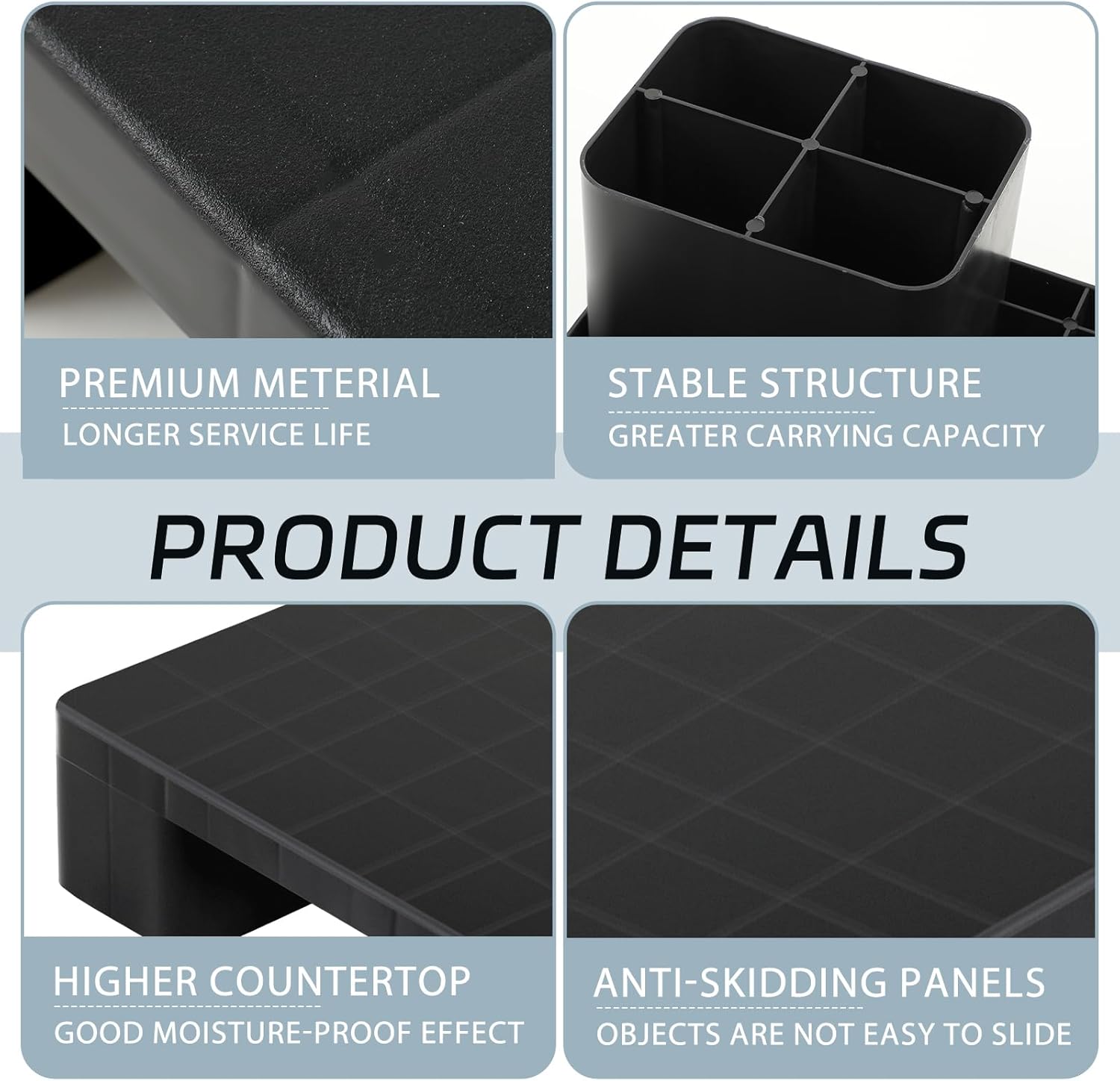 1 Pcs Plastic Pallet for Basement Storage Easy Stack Lightweight Floor Pallet Display Flooring Room Supermarket Christmas, Support up to 2000 Lbs (23'' L X 16'' W X 4.7'' H,Black)