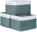 Bidtakay Fabric Storage Baskets for Shelves 3 Pack Large Storage Bins for Organizing Linen Collapsible Organizer for Closet-Deep Green