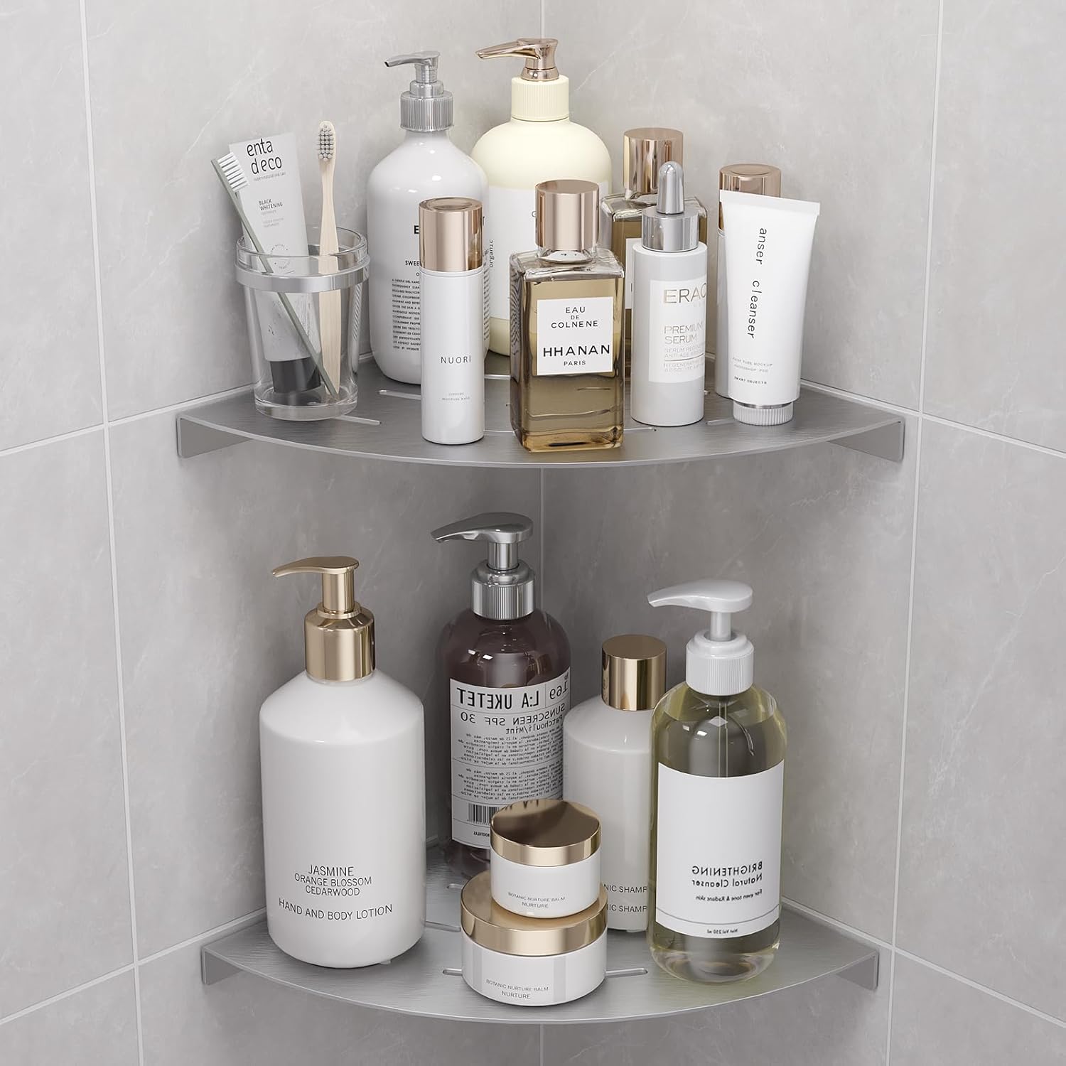 2 Pack Corner Shower Shelves Load Capacity 40 lbs 304 Stainless Steel Shower Corner Shelf Will not Rust 8in Shower Shelf for Inside Shower Brushed Nickel Drilling Installation