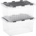 Superio Storage Bins with Lids, Clear Plastic Containers for Organizing, Stackable Totes, BPA Free, Odor Free, Organizer Boxes for Home, and Dorm, 10.5 Quart (2 Pack, 15"x10"x7")