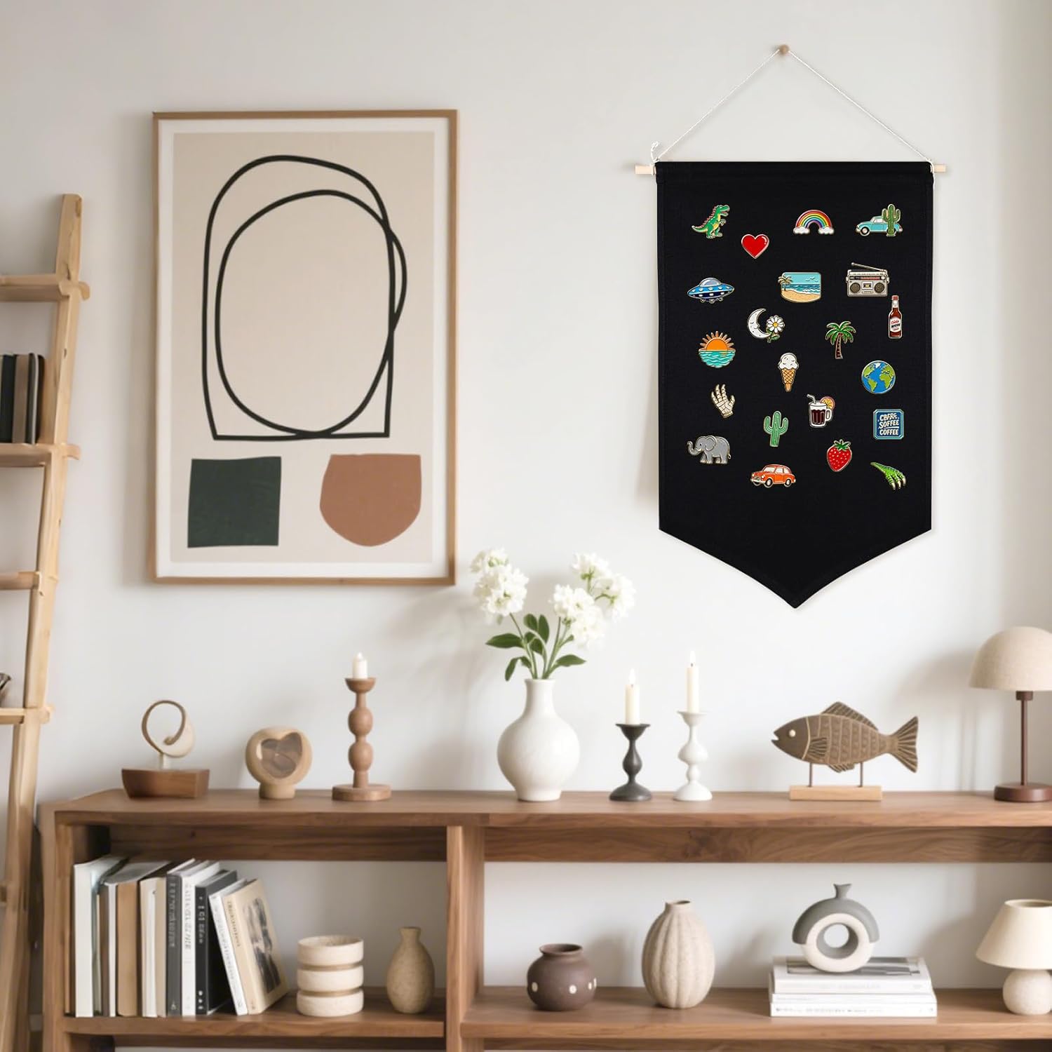 3 PCS Canvas Banners Wall Hanging Brooch Jewelry Storage Case Stand Enamel Pin Display, Sublimation blank Banner,Holder Earrings Necklace Pin Collection Organizer