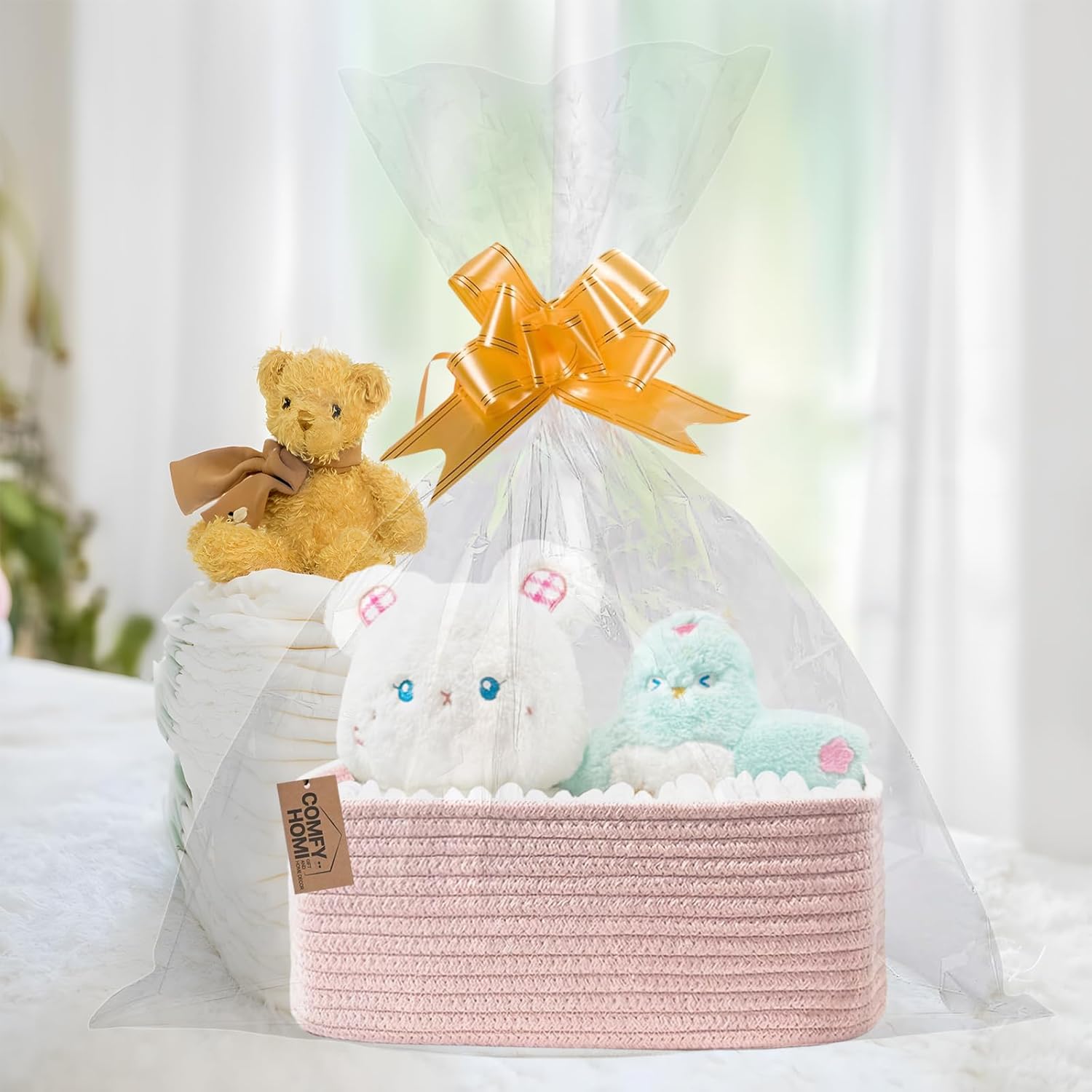 COMFY-HOMI 11.5"x7.5"x4.7" Storage Baskets for Organizing | Cotton Rope Woven Basket | Toy Storage Bin Box | Basket for Shelves, Closet Organizer Bin, Decorative Closet Shelf, 1 Pack,all pink