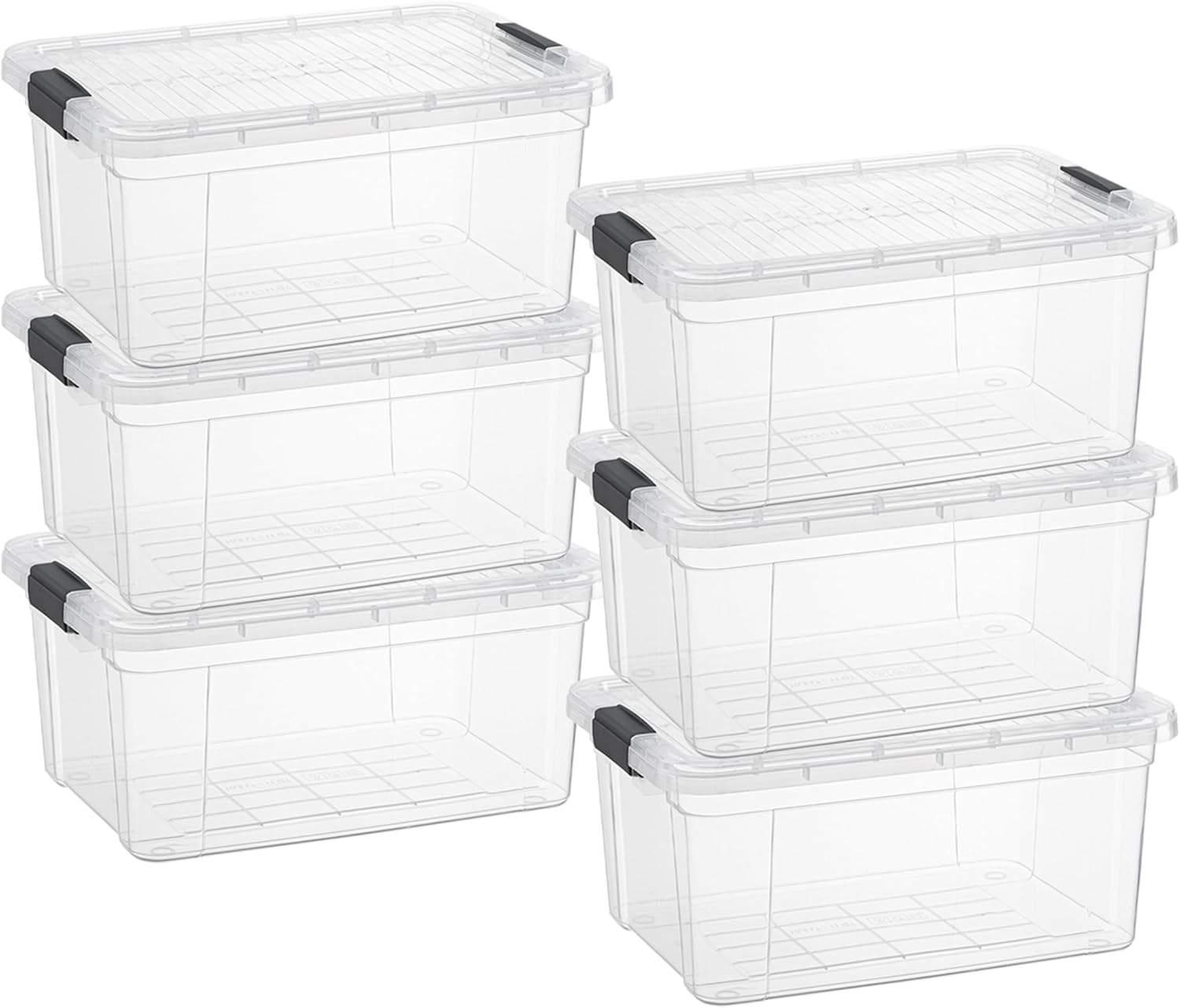 Superio Clear Plastic Storage Bin with Lid,Non-Toxic, BPA Free, Odor Free, Organizer Storage Box, Stackable Plastic Tote for Home, Garage, School, and Office (11 Quart, 6-Pack)