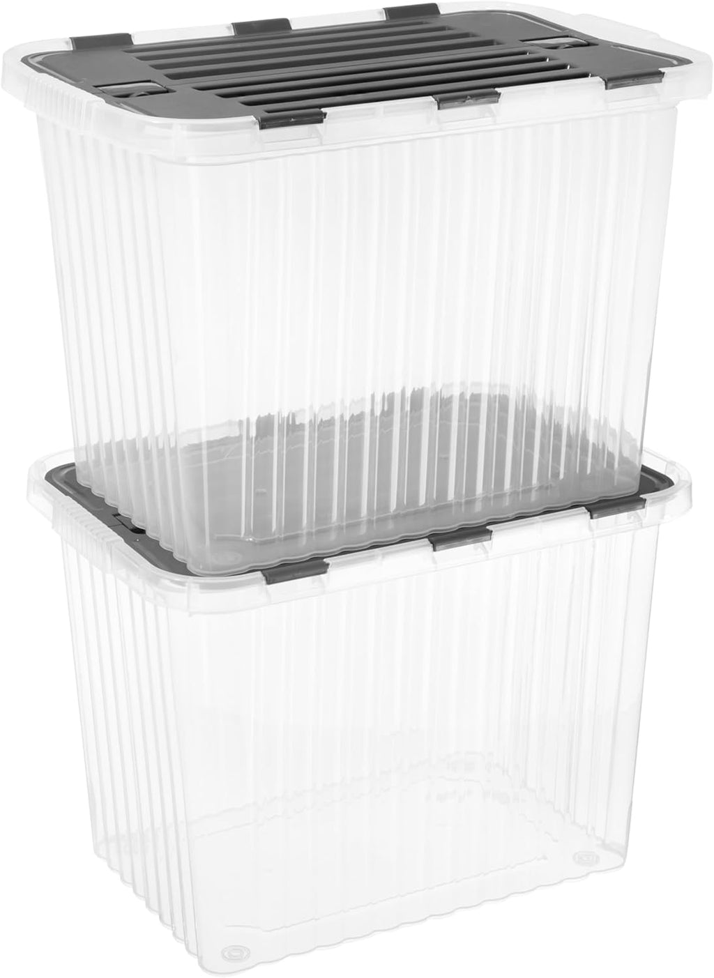 Superio Storage Bins with Lids, Clear Plastic Containers for Organizing, Stackable Totes, BPA Free, Odor Free, Organizer Boxes for Home, and Dorm, 53 Quart (2 Pack, 20.25"x14"x14.6")