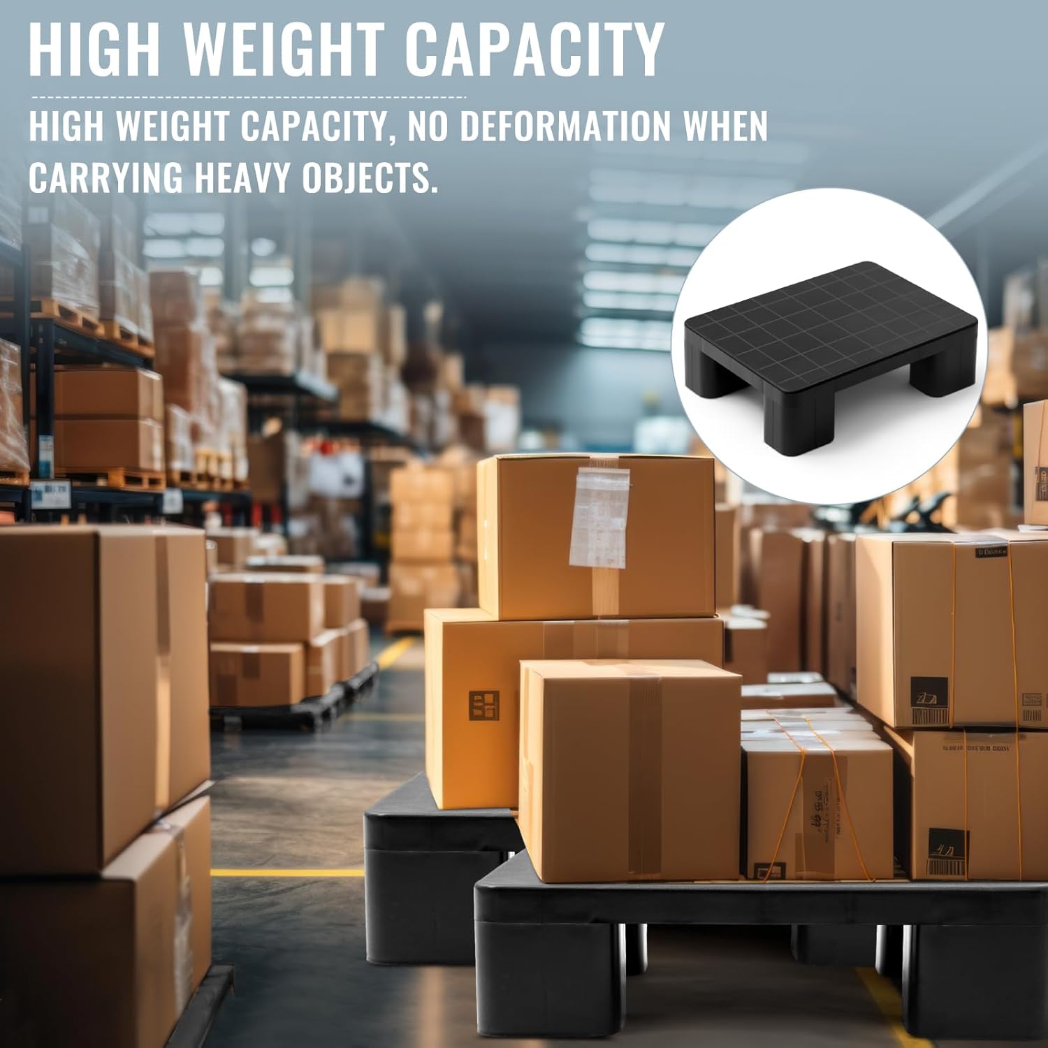 1 Pcs Plastic Pallet for Basement Storage Easy Stack Lightweight Floor Pallet Display Flooring Room Supermarket Christmas, Support up to 2000 Lbs (15.7'' L X 12'' W X 4.7'' H,Black)