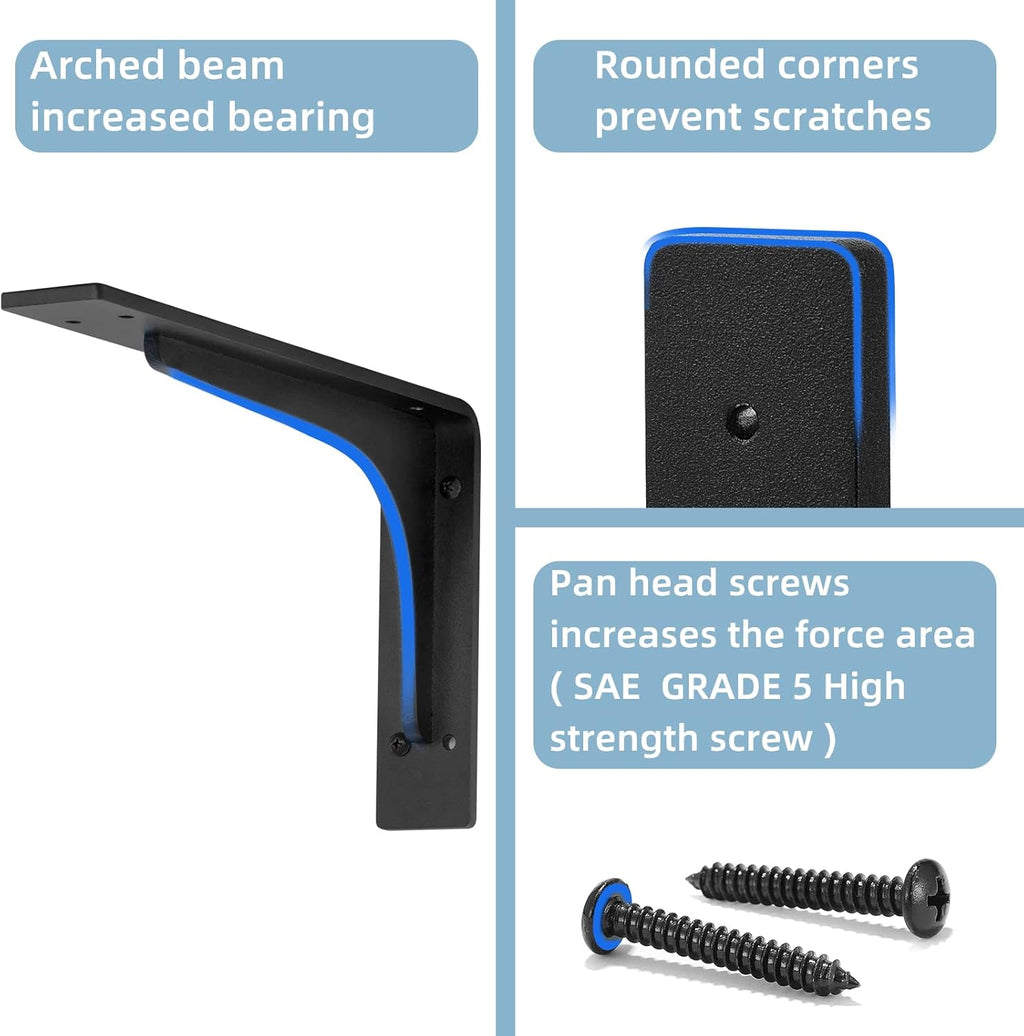 (16 INCH x 9.5 INCH) Shelf Bracket ,L Shelf Brackets,max Load 300lbs, Premium Alloy Metal Heavy Duty Shelf Bracket, high Strength Mounting Hardware Included, countertop Support, Pack of 4.