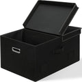 75 Quarts Extra Large Decorative Storage Bins with Lids, 1 Pack Black Collapsible Storage Bins with Lids, Stackable Storage Bins Decorative Box Storage With Lid Extra Large