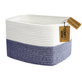 COMFY-HOMI Medium Cotton Rope Basket With Handles for Shelves|Dog Toy|Baby Gift Basket Empty for Organizing|NEW Generation 13.5" x 11" x 9.5" Living Room (Navy Blue)