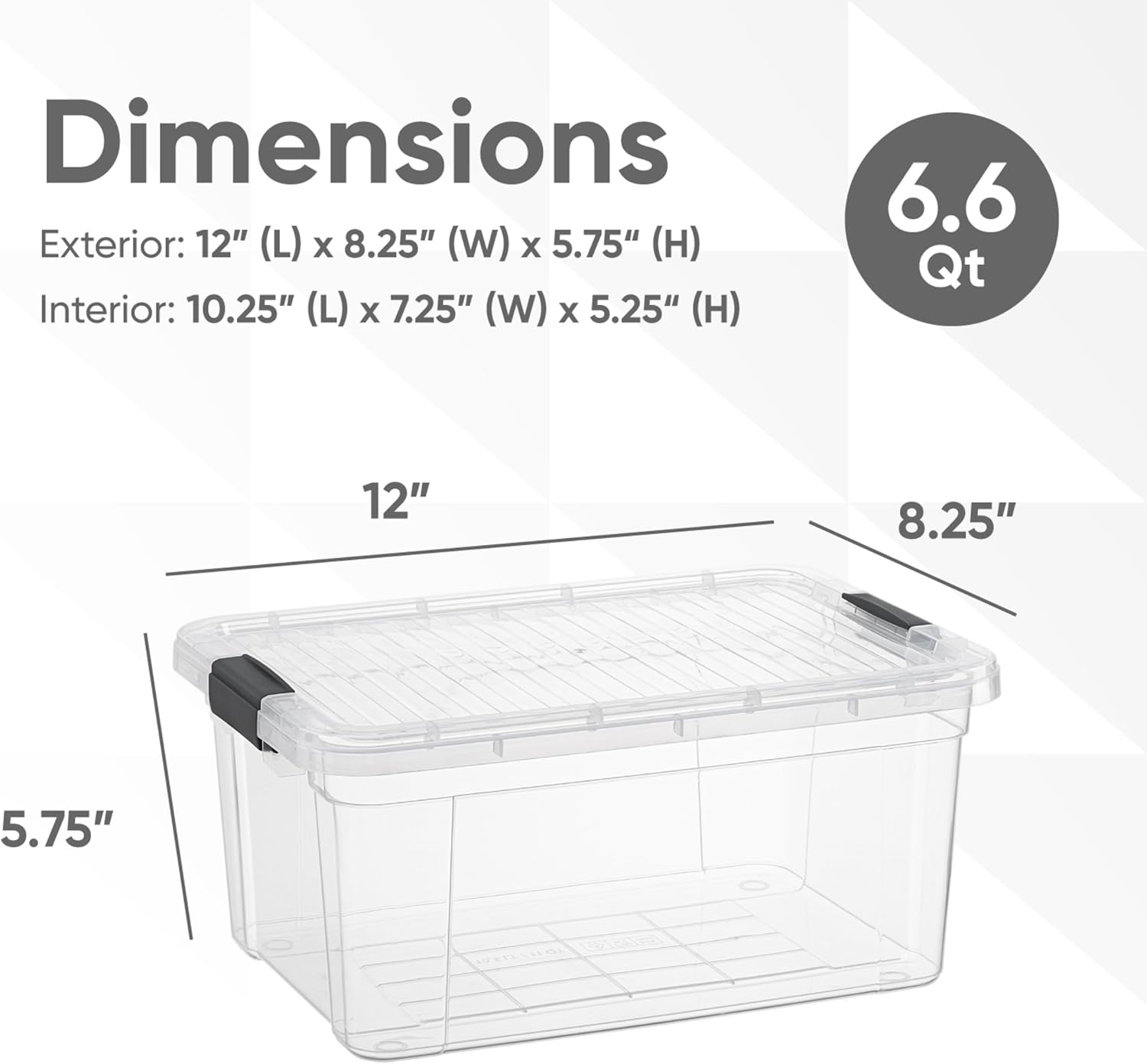 Superio Storage Bins with Lids- 8 Pack, 6.6 Qt Clear Boxes for Organizing, Stackable Plastic Containers- BPA Free, Non-Toxic, Odor Free, Organizer for Home, Office, Dorm