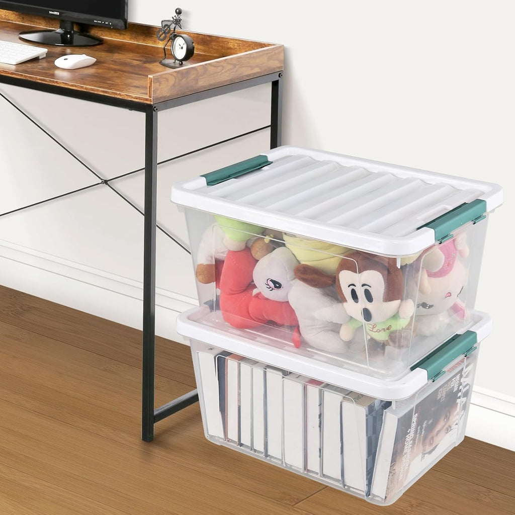 6 Pack 35 Quarts Large Storage Bin with Lid, Clear Plastic Latching Boxes