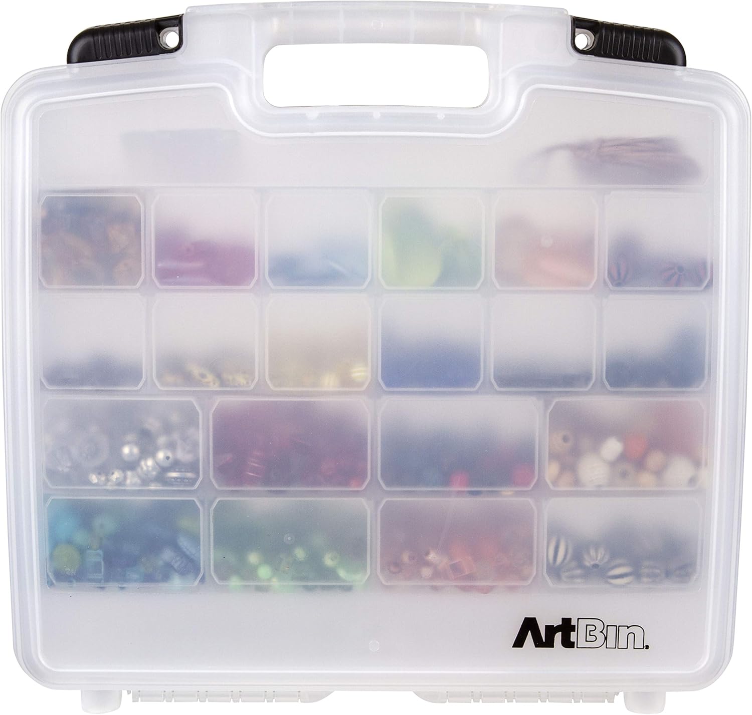 ArtBin 6962AB Quick View Deep Base Carrying Case with Removable Dividers and Tray, Portable Art & Craft Storage Box, 15", Clear