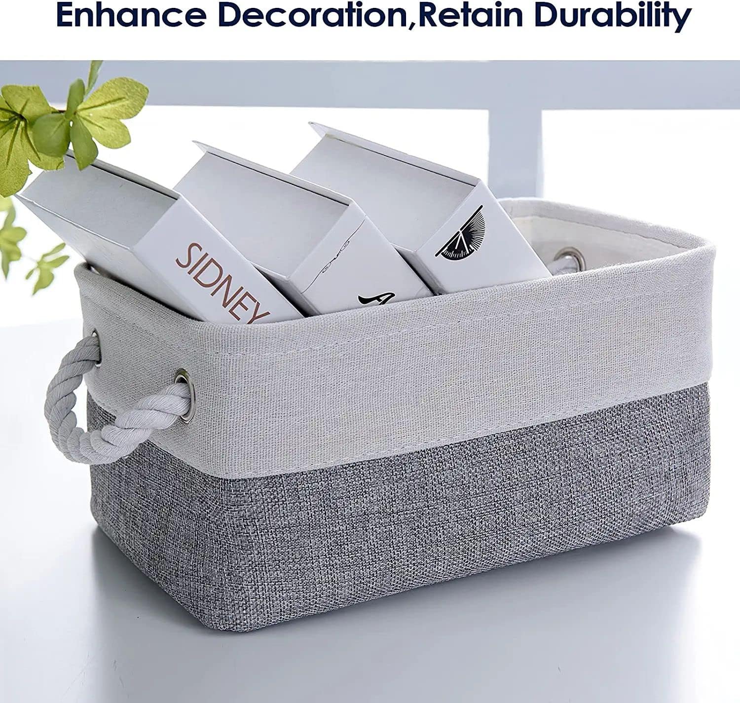 Fabric Storage Bins 12x8x5 inch [6-Pack] with Rope Handles - Decorative Baskets for Organizing