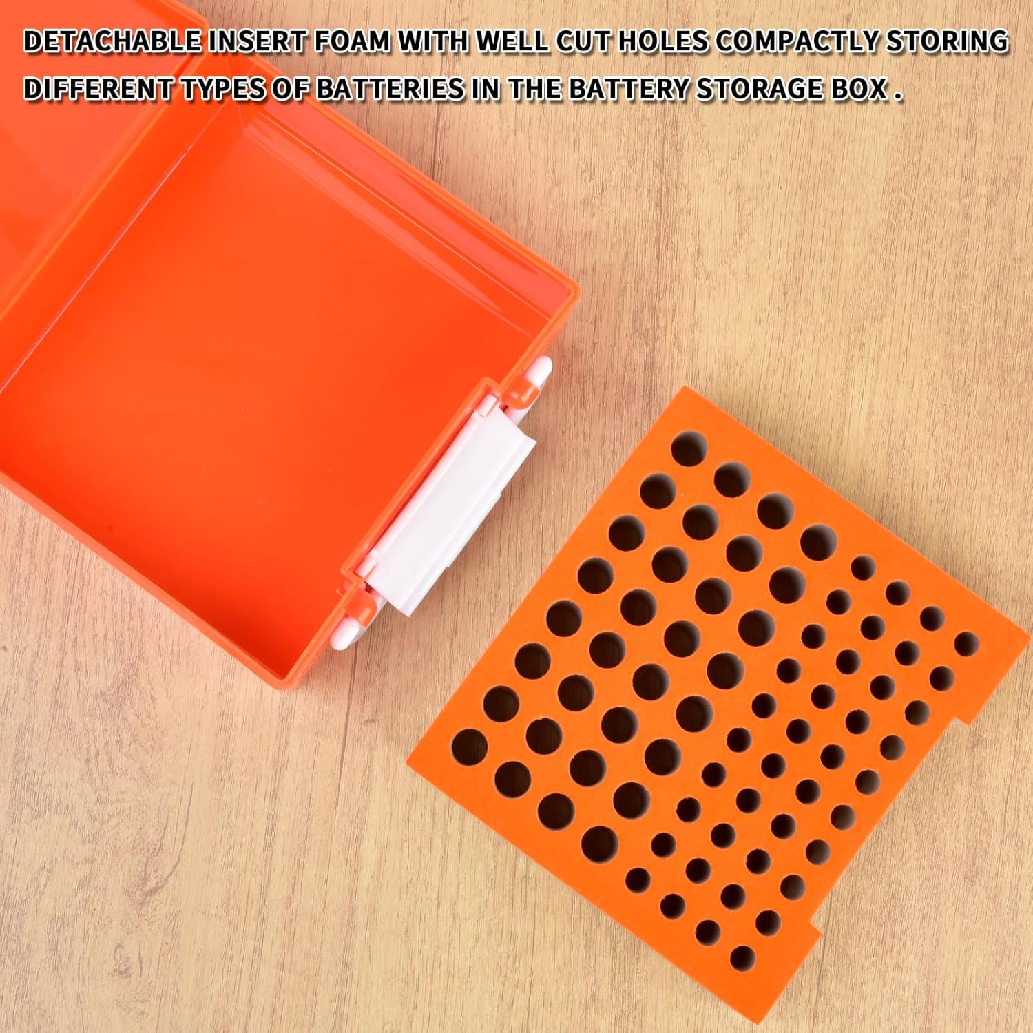 FULLCASE Battery Storage Organizer Holder Holds 72 AA AAA Batteries, Box Cases Garage Container, Home Drawer Organization Dispenser (Case Only) (Orange)