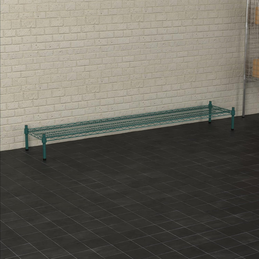 14" x 72" NSF Green Wire Stationary Dunnage Storage Rack with 8" Posts Ideal for Commercial Kitchen Home Garage Warehouse Shelters