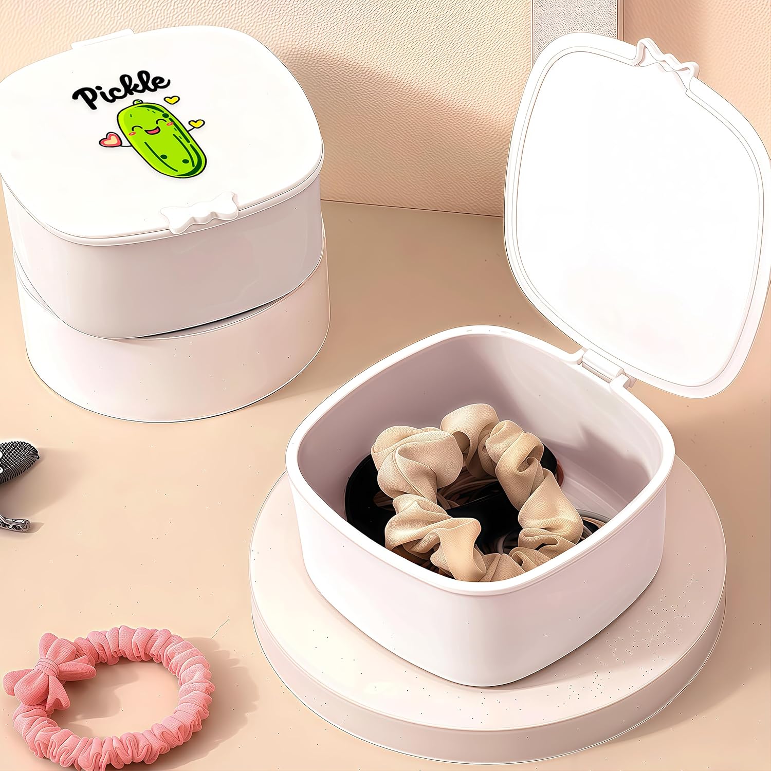 Small Hair Accessories Organizer Box For Girls Kids Teens Women, Hair clips/Ties/bands/pins/barrettes/scrunchies Organizer and Storage! (Pickle)