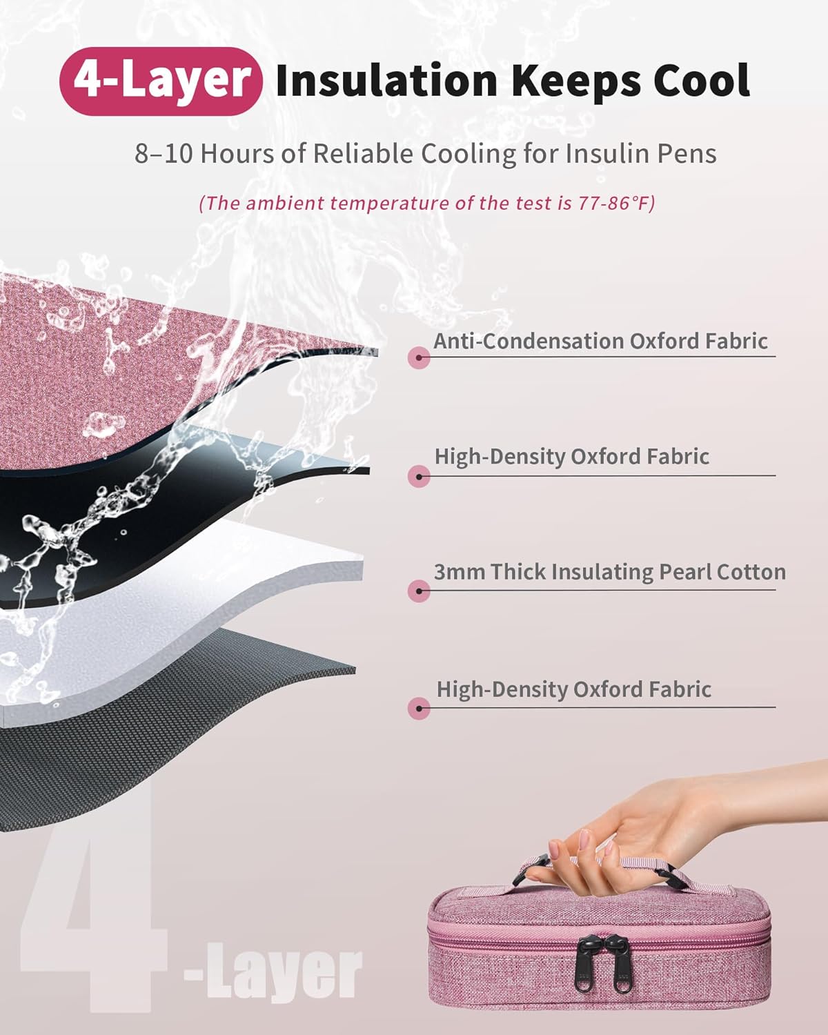 Insulin Vial Cooler Travel Case TSA Approved 300g Reusable Ice Brick Insulin Pen Case Holds 2 Pens and 2 Vials Long Lasting Medicine Cooler for Travel Camping and Outdoor Activities (Red)