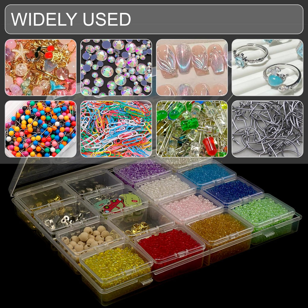 ZIIYAN Bead Storage Containers - 64 Clear Plastic Bead Organizer Boxes with Hinged Lid, Craft Organizers and Storage for Diamond Painting Art, Small Parts, Jewelry Charms