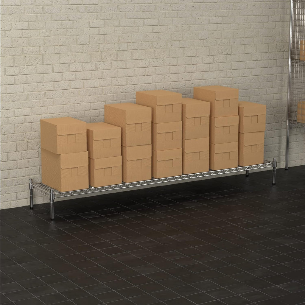 14" x 72" NSF Chrome Wire Stationary Dunnage Storage Rack with 8" Posts, Ideal for Commercial Kitchen, Home, Garage, Warehouse, Shelters