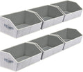 Closet Organizers Bins 6 Packs - Large Closet Shelf Organizer with Handles, Fabric Trapezoid Storage Bins, Collapsible Storage Cubes for Clothes, Towels, Light Gray