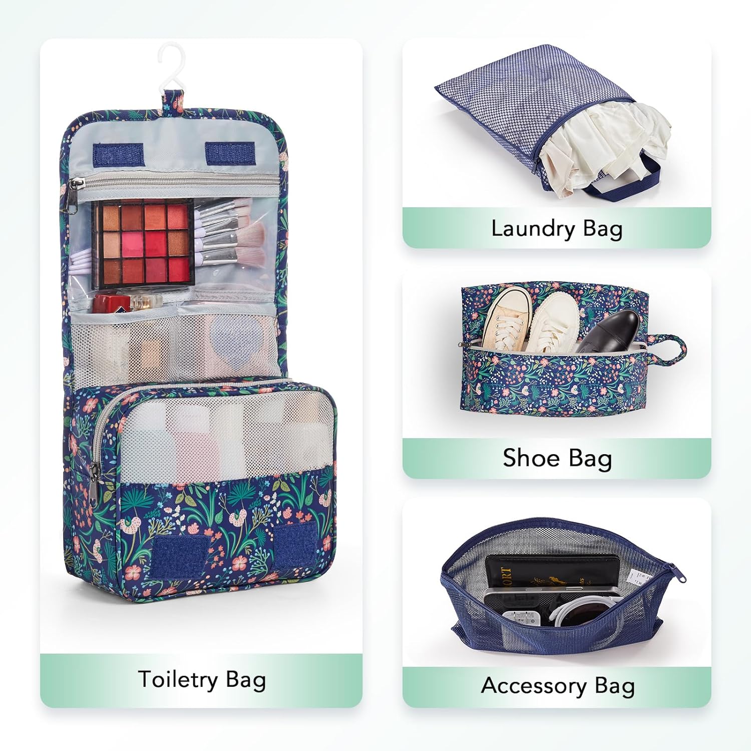 10 Set Compression Packing Cubes for Travel Essentials,Compressible Expandable Packing Cubes for Suitcase,OlarHike Luggage Organizer Bags,Handy Helper for Organizing Clothes(Dark Blue Floral)