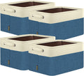 BALEINE 4 Pack Fabric Storage Bins for Shelves, Linen Storage Baskets for Organizing, Decorative Closet Bins for Clothes, Home (Navy Blue, 17''x13''x10.5'')