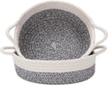 Sea Team 2-Pack Cotton Rope Baskets, 10 x 3 Inches Small Woven Storage Basket, Fabric Tray, Bowl, Round Open Dish for Fruits, Jewelry, Keys, Sewing Kits (Mottled Grey & White)
