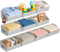Large Closet Organizers and Storage Bins - 10 Pack Trapezoid Storage Baskets for Shelves, Foldable Fabric Baskets with Handles Ideal for Closet, Basket, Wardrobe and Shelf Storage, Beige