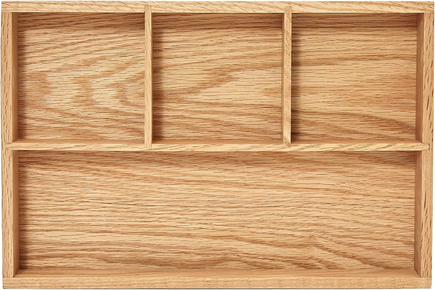 pandapark Wood Organizer Tray,Black Walnut,Desk & Drawer Storage Box (Oak Master-4)