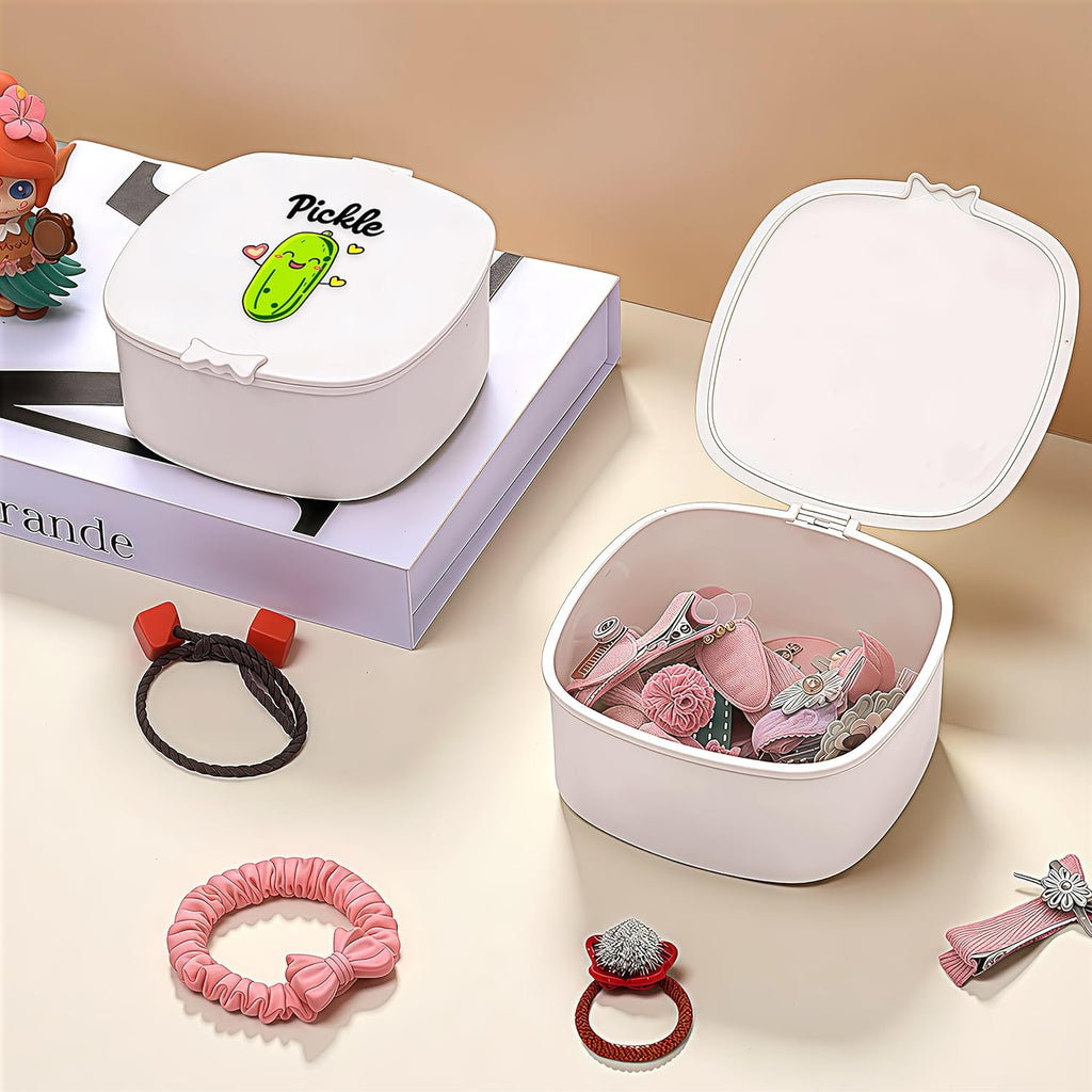 Small Hair Accessories Organizer Box For Girls Kids Teens Women, Hair clips/Ties/bands/pins/barrettes/scrunchies Organizer and Storage! (Pickle)