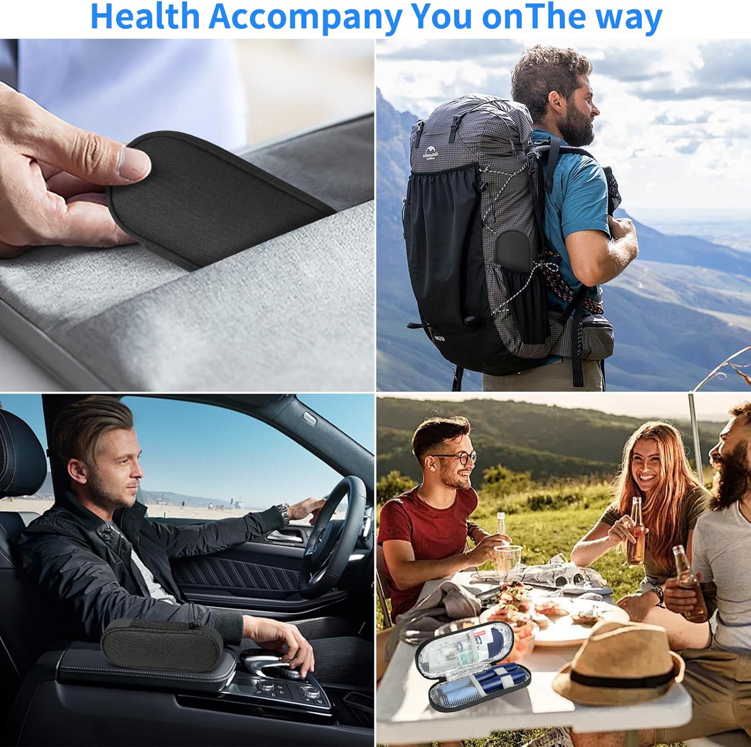 Insulin Pen Cooler Travel Case with 2 Reusable TSA Approved Ice Packs, Diabetic Medication Insulated Cooler Bag for Insulin Pens and Other Diabetic Supplies Storage Black