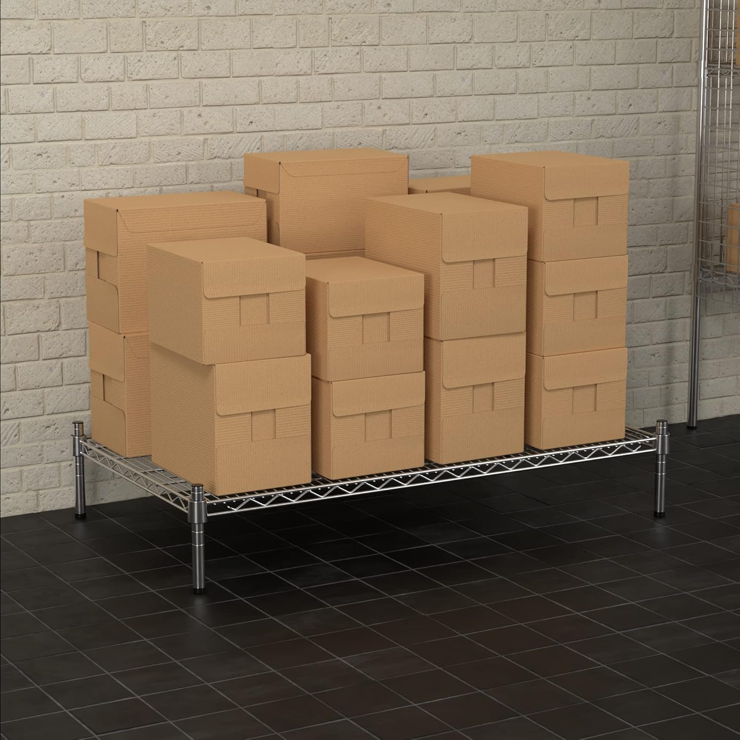 24" x 42" NSF Chrome Wire Stationary Dunnage Storage Rack with 8" Posts, Ideal for Commercial Kitchen, Home, Garage, Warehouse, Shelters