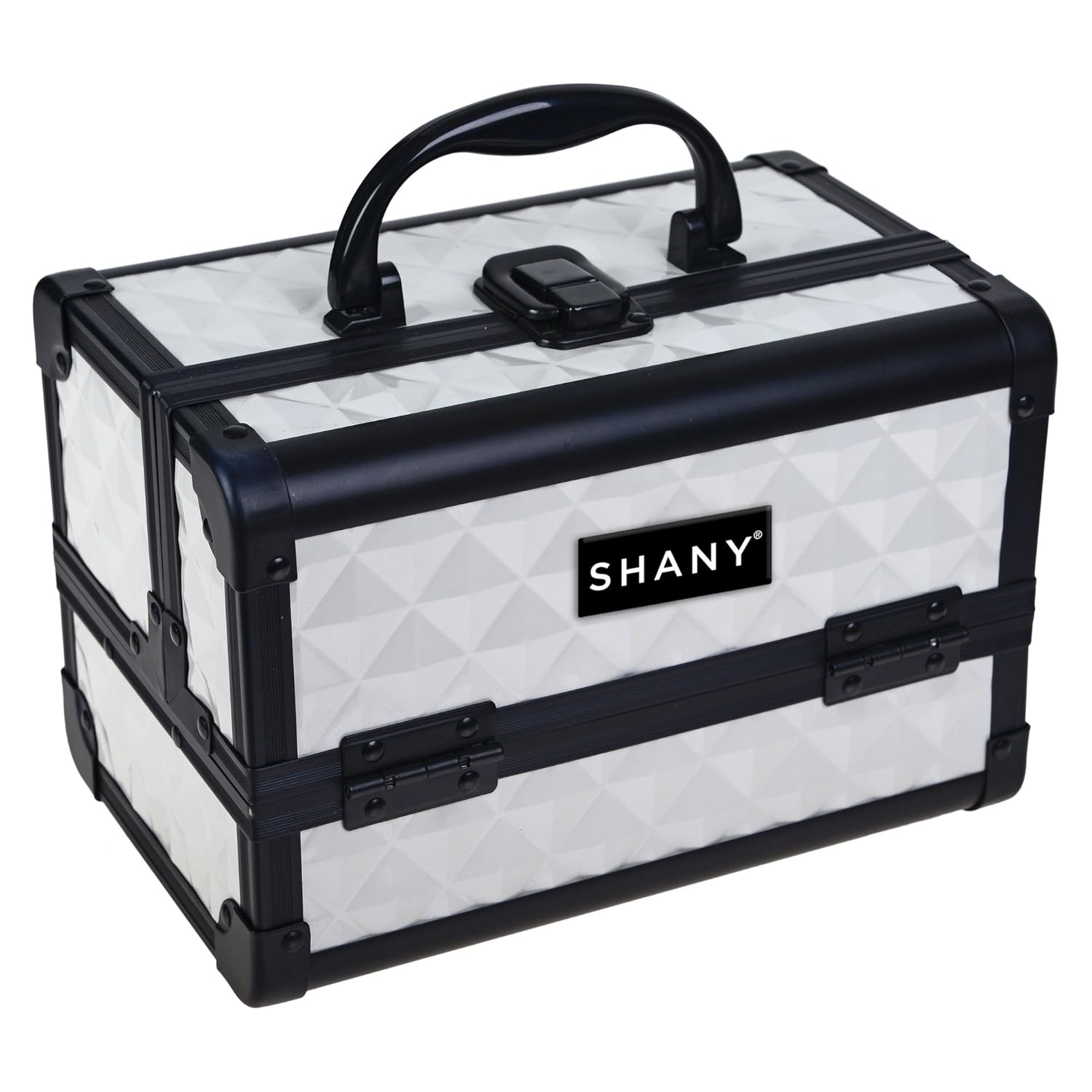 SHANY Chic Makeup Train Case Cosmetic Box Portable Makeup Case Cosmetics Beauty Organizer Jewelry storage with Locks, Multi trays Makeup Storage Box with Makeup Mirror - Peaceful