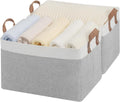 StorageWorks Storage Bins, Fabric Storage Bins for Shelves, Large Storage Baskets with Metal Frame, Closet Baskets and Bins with Handles, Gray and White, 2-Pack
