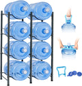Klvied 5 Gallon Water Jug Holder - Double Row Rack with 8 Slots for Water Bottle Organizer, Heavy Duty Storage Rack with Lifter, Stand for 8 Bottles