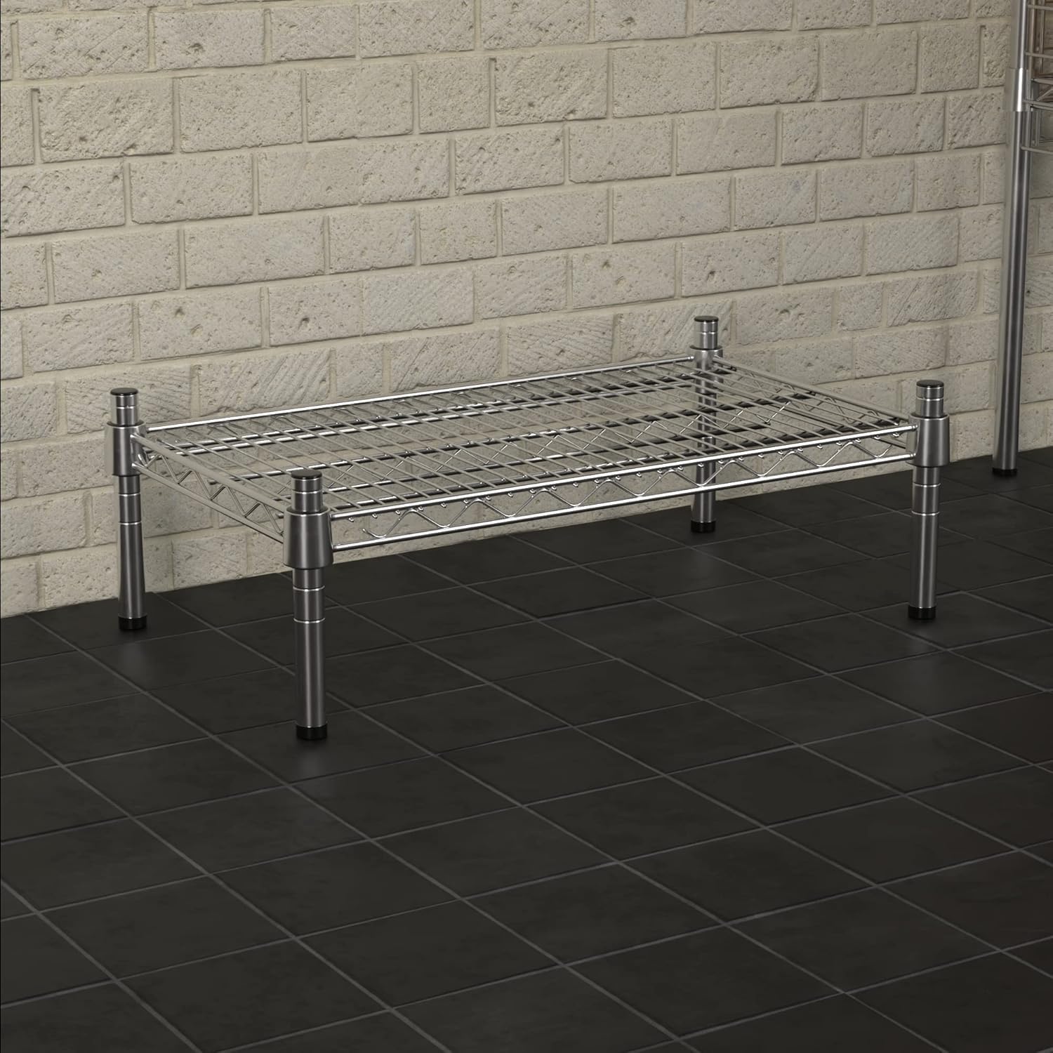 14" x 24" NSF Chrome Wire Stationary Dunnage Storage Rack with 8" Posts, Ideal for Commercial Kitchen, Home, Garage, Warehouse, Shelters