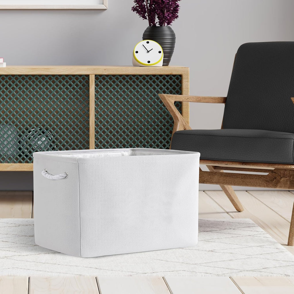 TheWarmHome Organization and Storage Basket for Shelves - Extra Jumbo 3 Pack 20.5x15.8x13.8 inch Cube Storage Bins for Toy Closet Box Home Organizer Gift (White)