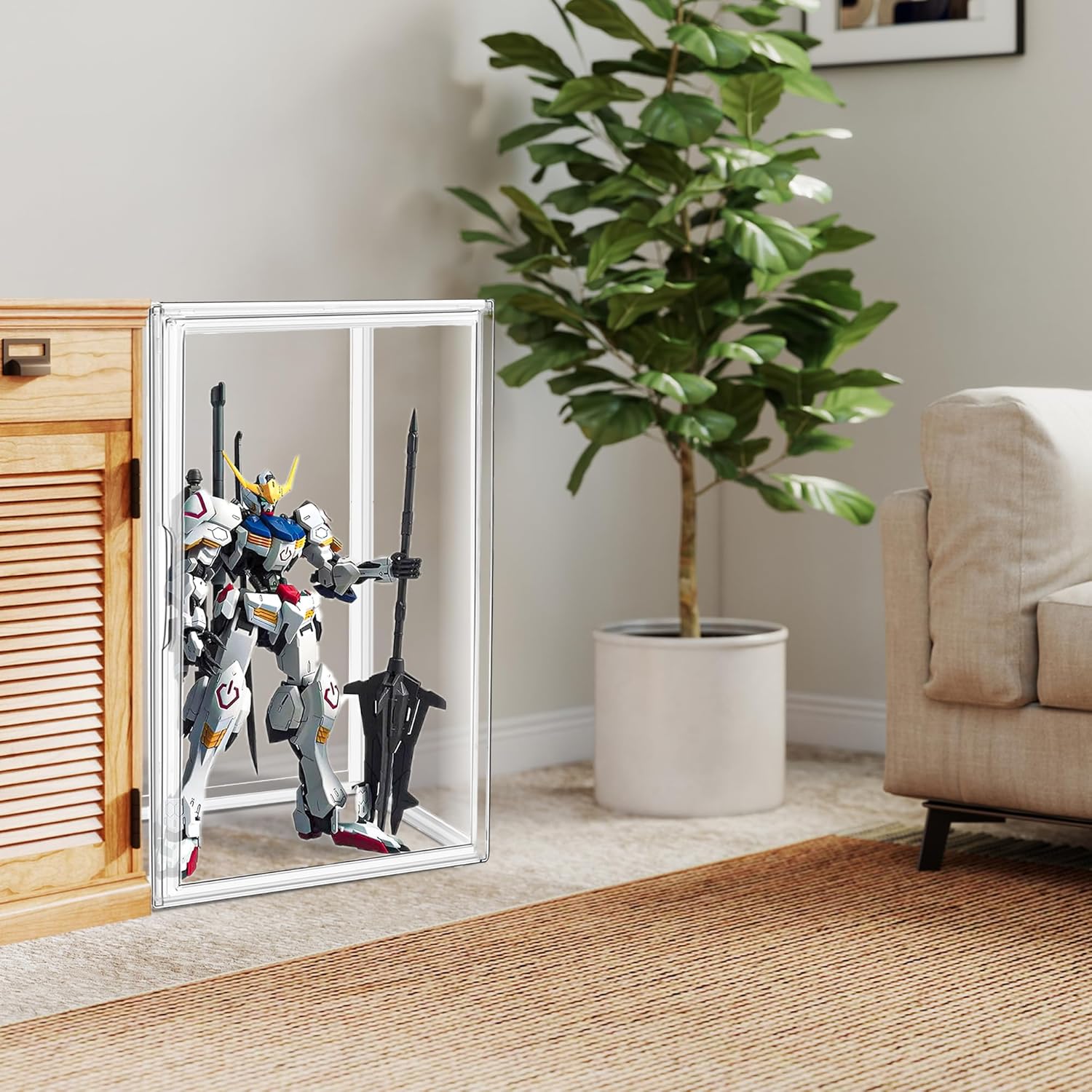 1 Pack Extra XXXXX-Large 13.8”x 12.2”x 23.6" Acrylic Display Case Long Tall Boot Shoe Storage Box Clear Giant Figure Collection Showcase with Magnetic Lid