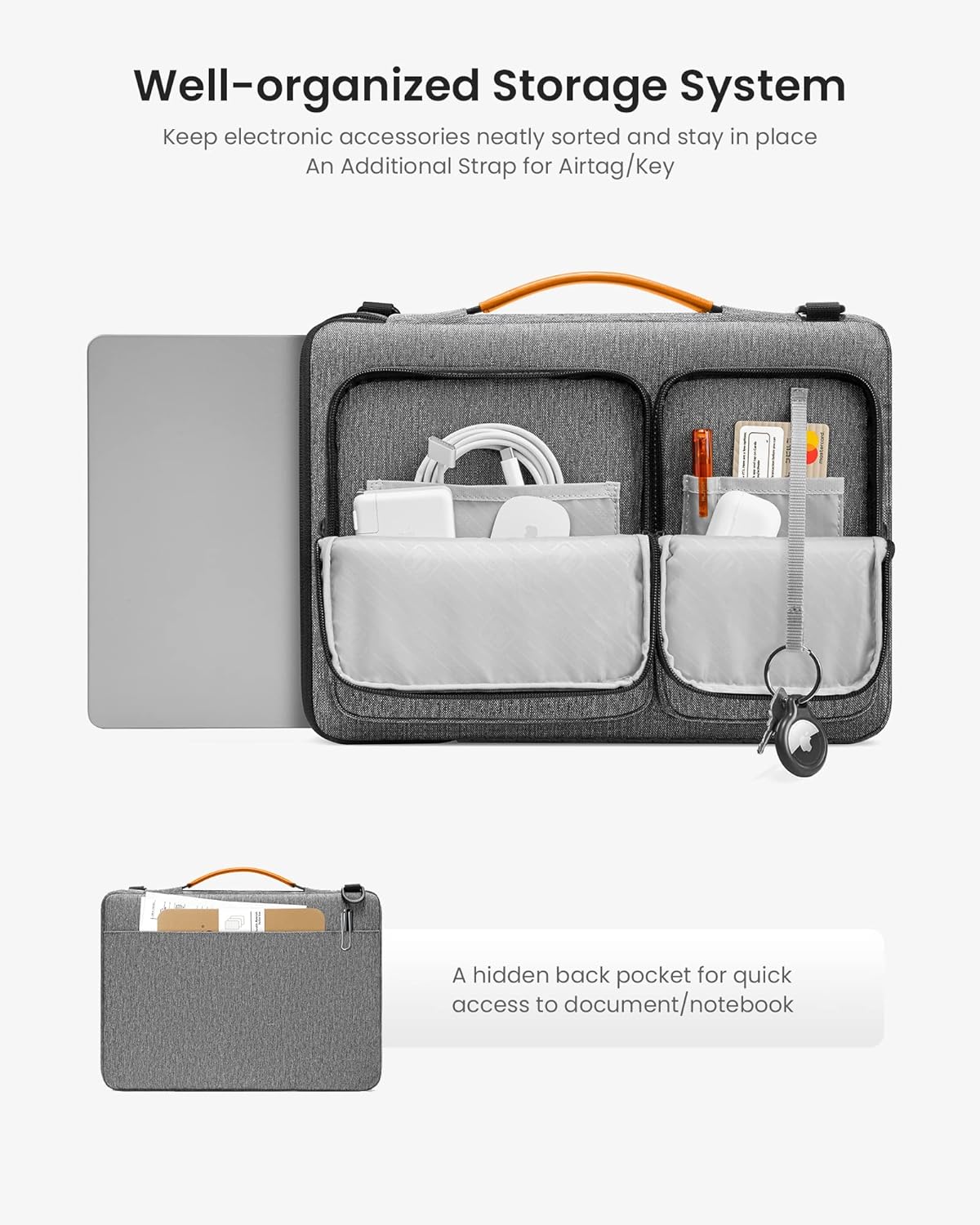 tomtoc 360° Protective Laptop Shoulder Bag for 15.6 Inch Laptop, Fit Acer Aspire 3/5/7, Dell Inspiron/XPS, ASUS ROG/TUF, Lenovo ThinkPad L/E/T/P/V, Waterproof Accessory Case