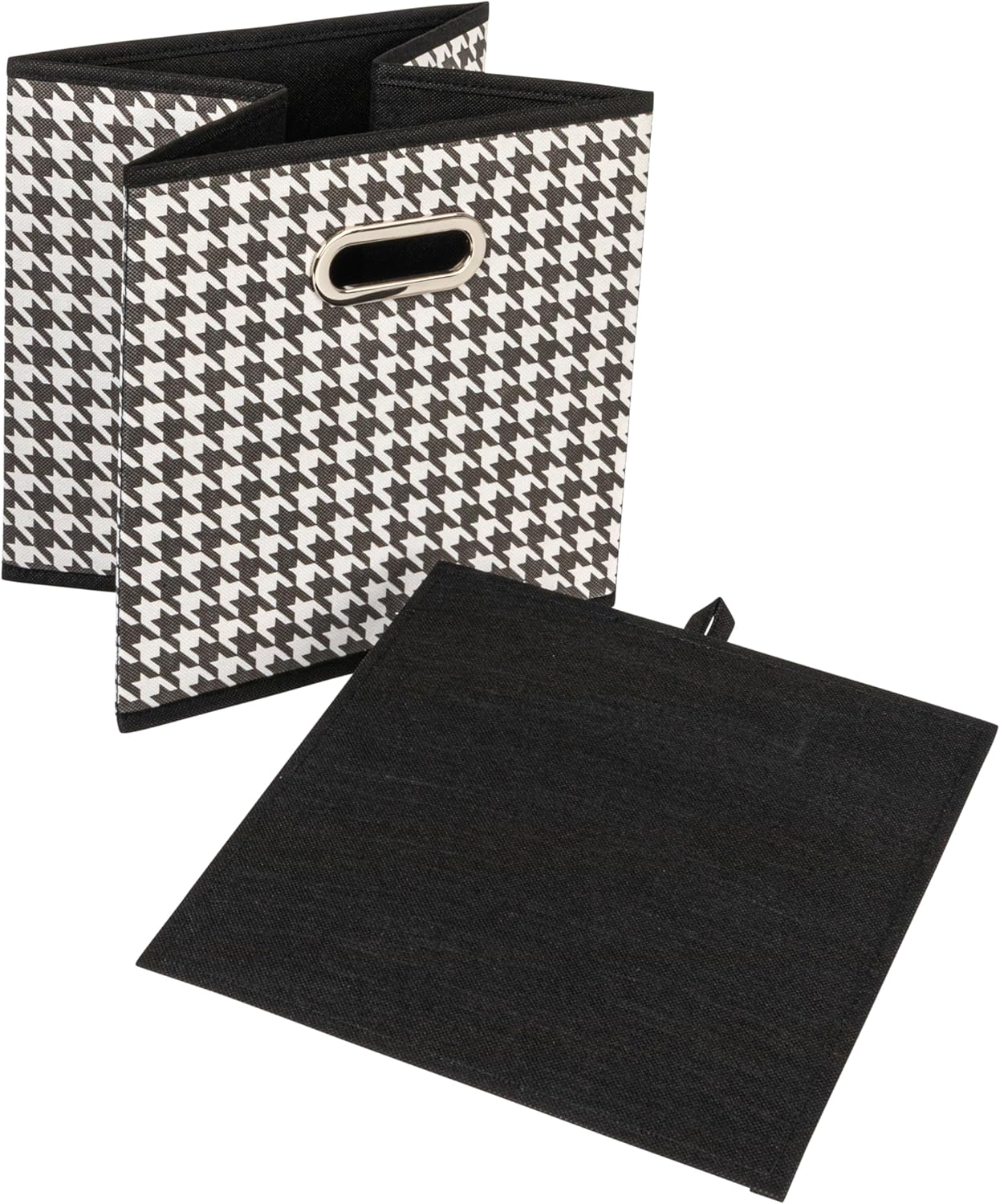 Household Essentials Fabric Storage Bins 6 Piece Set, Houndstooth White and Black (Pack of 6)