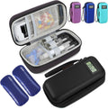 Insulin Cooler Travel Case, Portable Temperature Display Medicine Travel Cooler, Diabetes Case with 2 Reusable Ice Packs TSA Approved for Diabetic Supplies Patent Pending(Black)