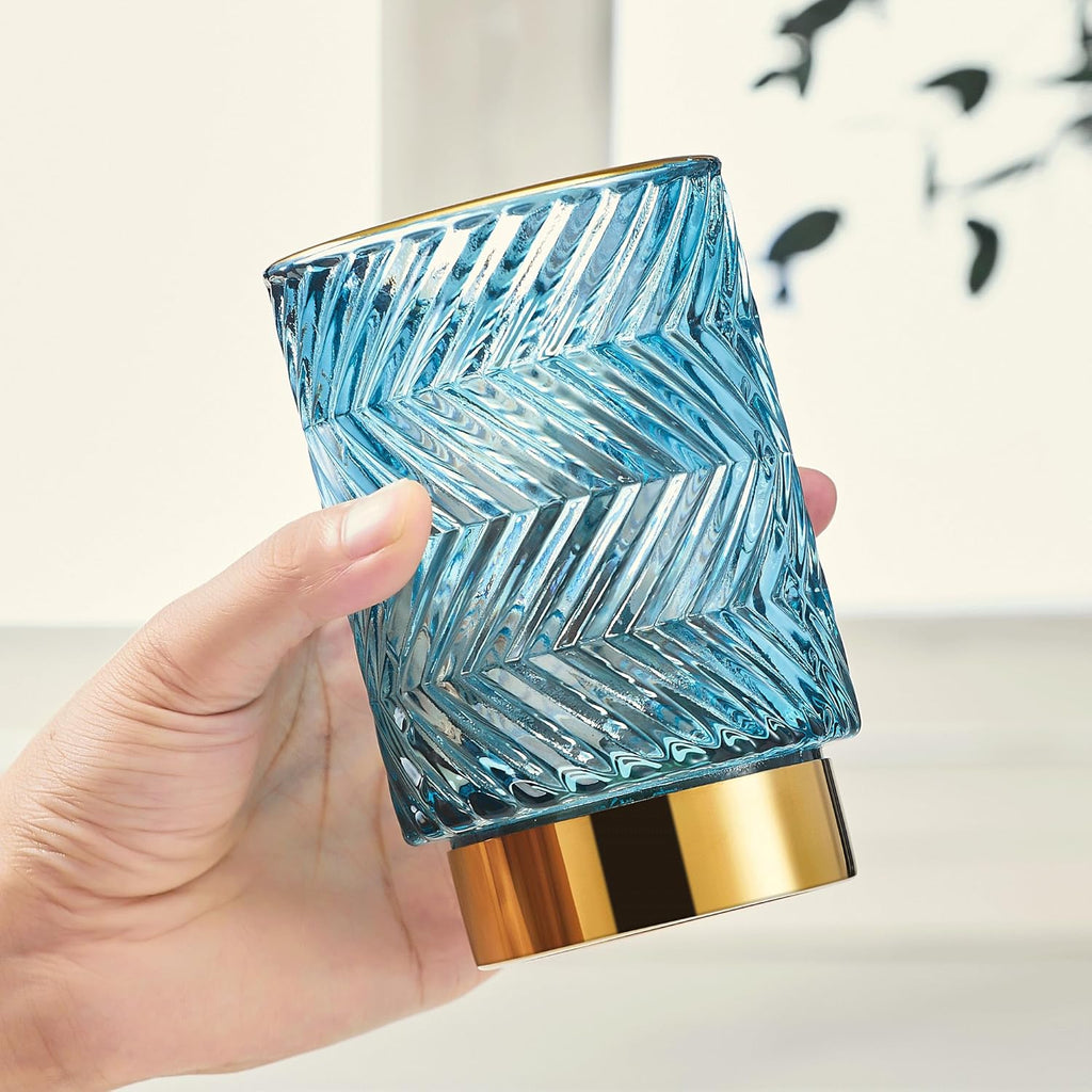 Makeup Brush Holder Organizer,Toothbrush Holders,Desk Pen Pencil Holder,Multifunctional Vintage Glass Brush Cup（A40-3-US）