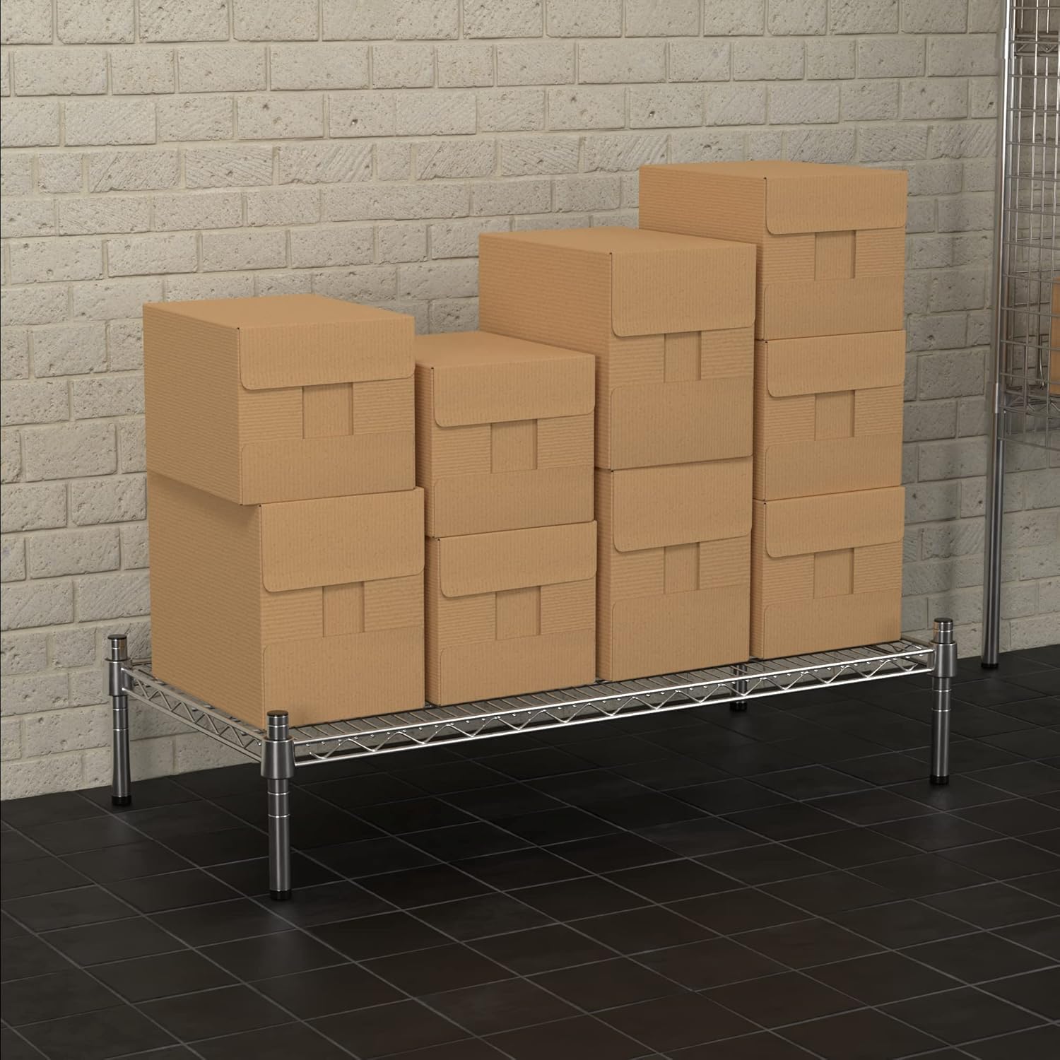 18" x 36" NSF Chrome Wire Stationary Dunnage Storage Rack with 8" Posts, Ideal for Commercial Kitchen, Home, Garage, Warehouse, Shelters