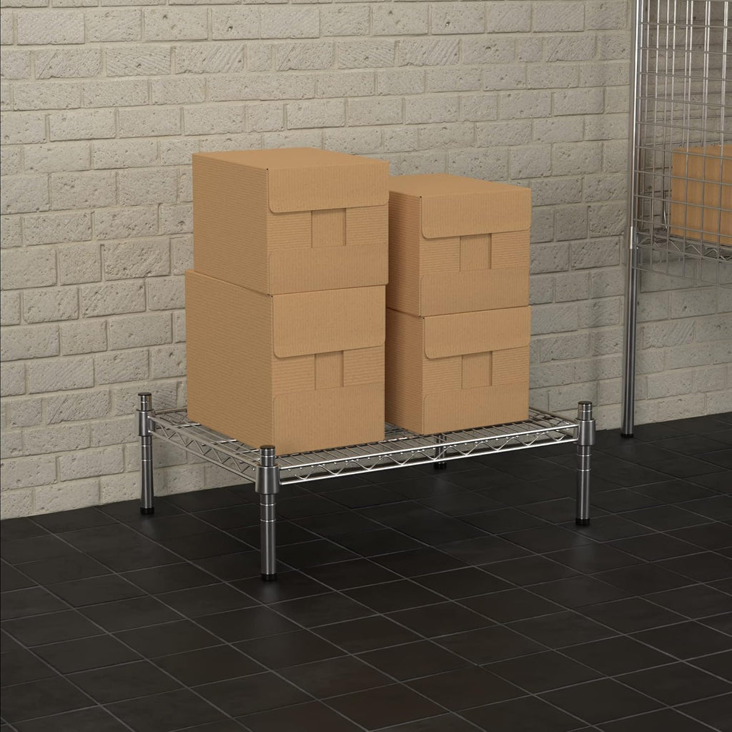 18" x 24" NSF Chrome Wire Stationary Dunnage Storage Rack with 8" Posts, Ideal for Commercial Kitchen, Home, Garage, Warehouse, Shelters