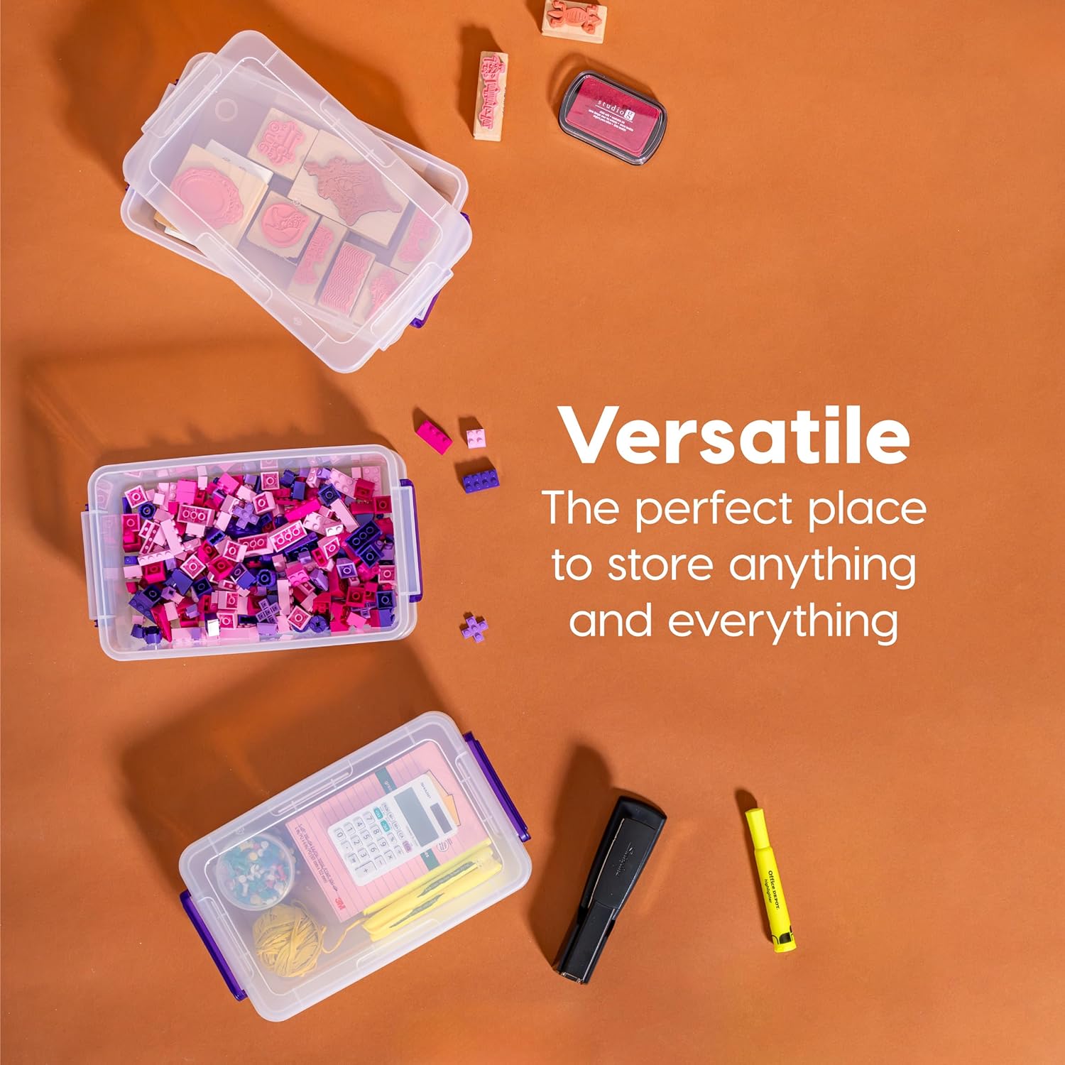 IRIS USA 3 Qt. Plastic Craft Storage Container Bins with Lids, 10 Pack, Small Art & Office Supply Organizer Tote, Sensory Bins & Boxes for Home & University, Stackable, Secure Latch Buckles, Clear