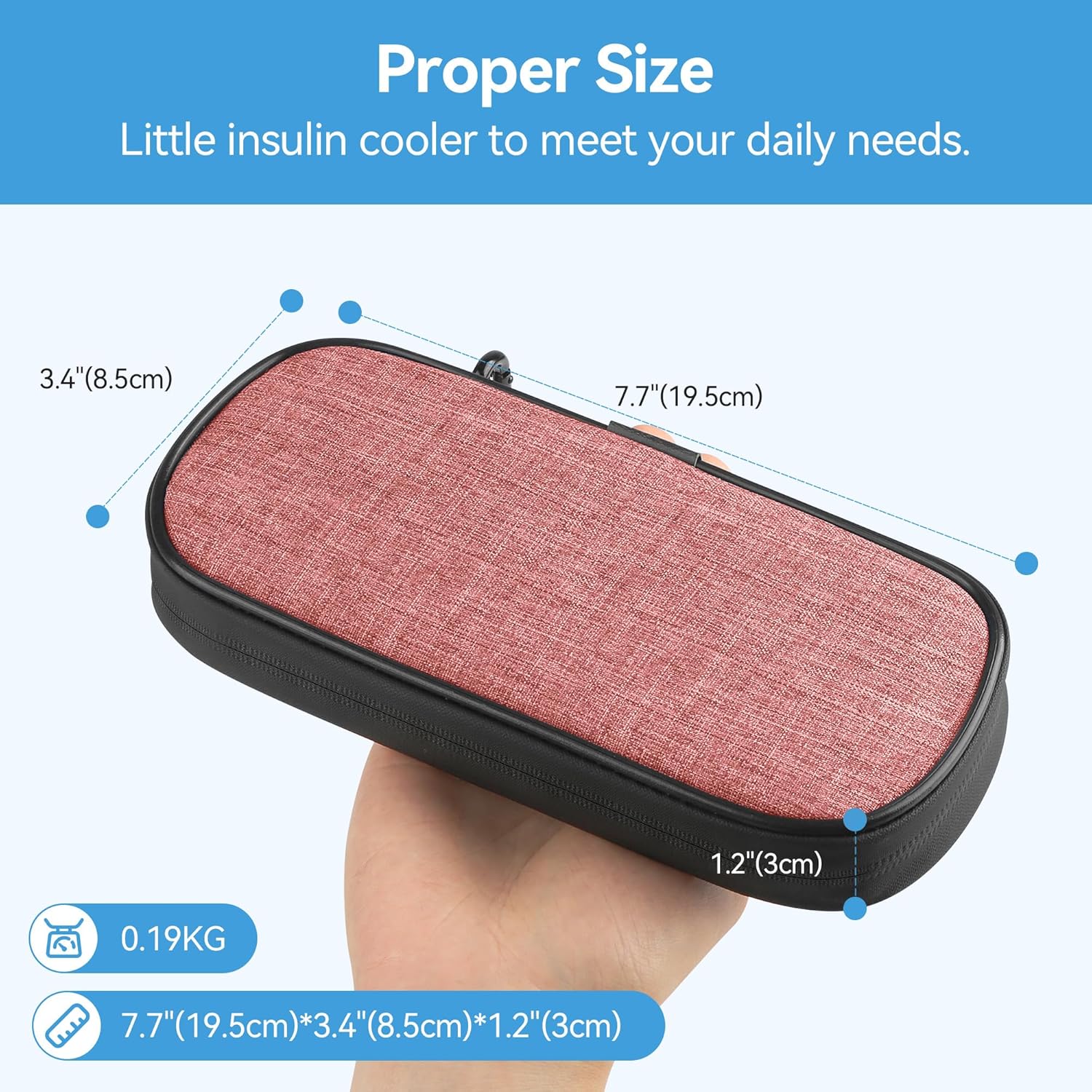 Insulin Cooler Travel Case Diabetic Medication Insulated Cool Organizer with 2 Reusable Ice Packs for Insulin Pen and Other Diabetic Supplies, for the Daily Life and Trip(Pink)