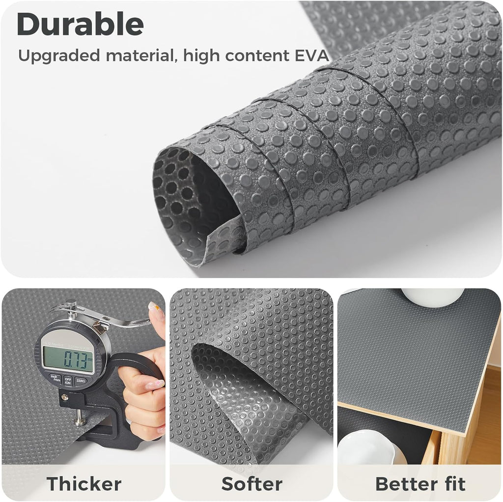 100% EVA Shelf Liner for Kitchen Cabinet, 12" x 120" Drawer Liners Non Adhesive Non Slip Waterproof Plastic Paper, Dresser Pantry Bathroom Refrigerator Protector, Grey