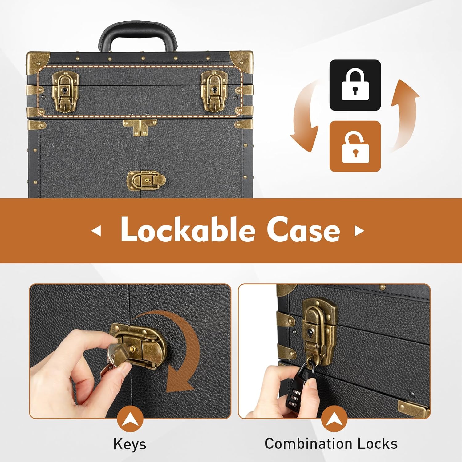 Cosmetic Train Case,Makeup Organizer Travel Case with Multiple Compartments,Rolling Makeup Case,Makeup Train Case,Professional Makeup Case with Wheels for Make-up Artists,55Lbs Load-Bearing