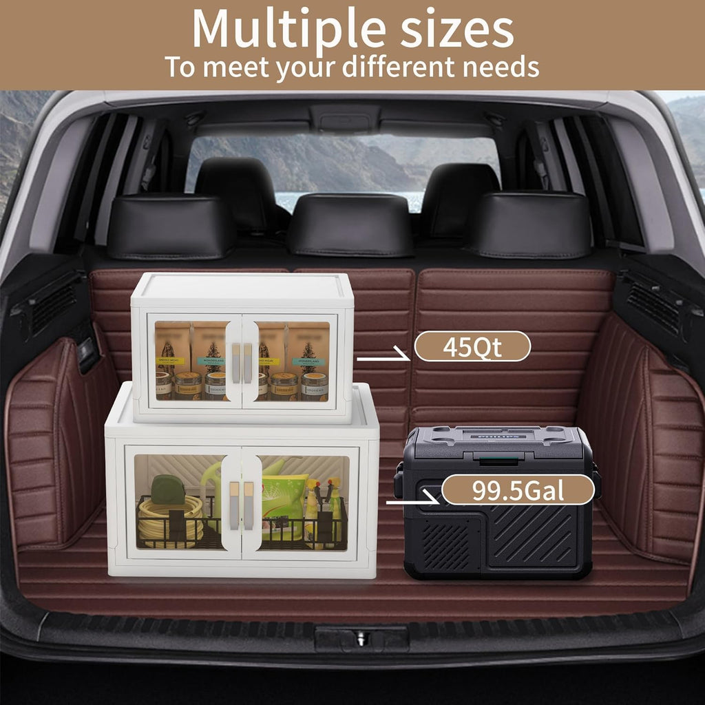 Large Clear Stackable Storage Bins with Lids, Foldable Storage Cabinet for Closet Organizers and Storage, Plastic Storage Box with Wheels 90 QT